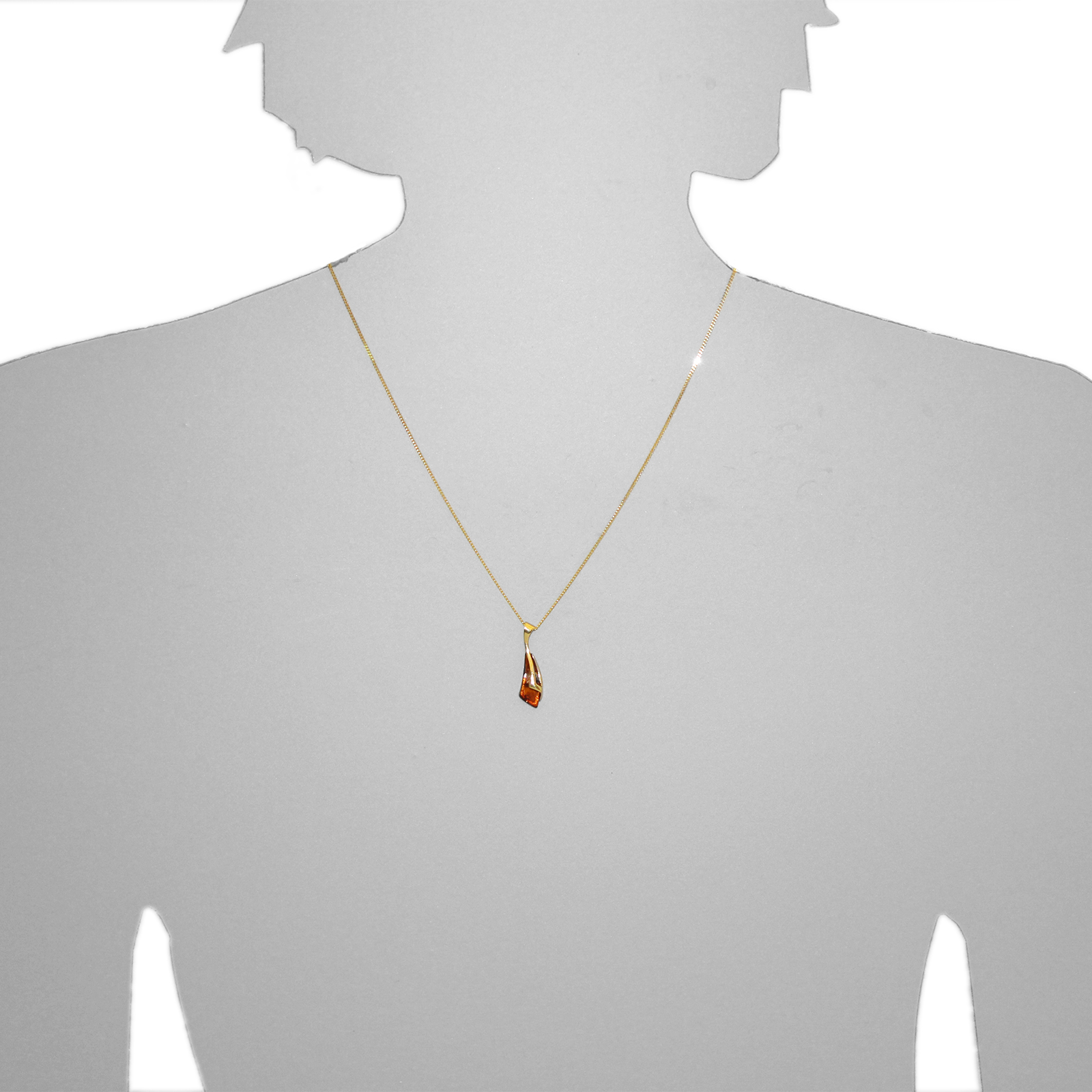 Kette mit Anhänger Gold 375/000,  42 oder 45 cm, Bernstein Kette mit Anhänger Gold 375/000,  42 oder 45 cm, Bernstein