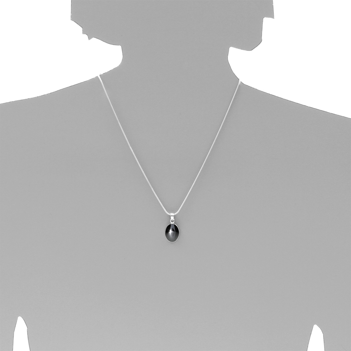 001-203647-A345s Kette mit Anhänger Silber 925/000, 45 cm, Hämatit