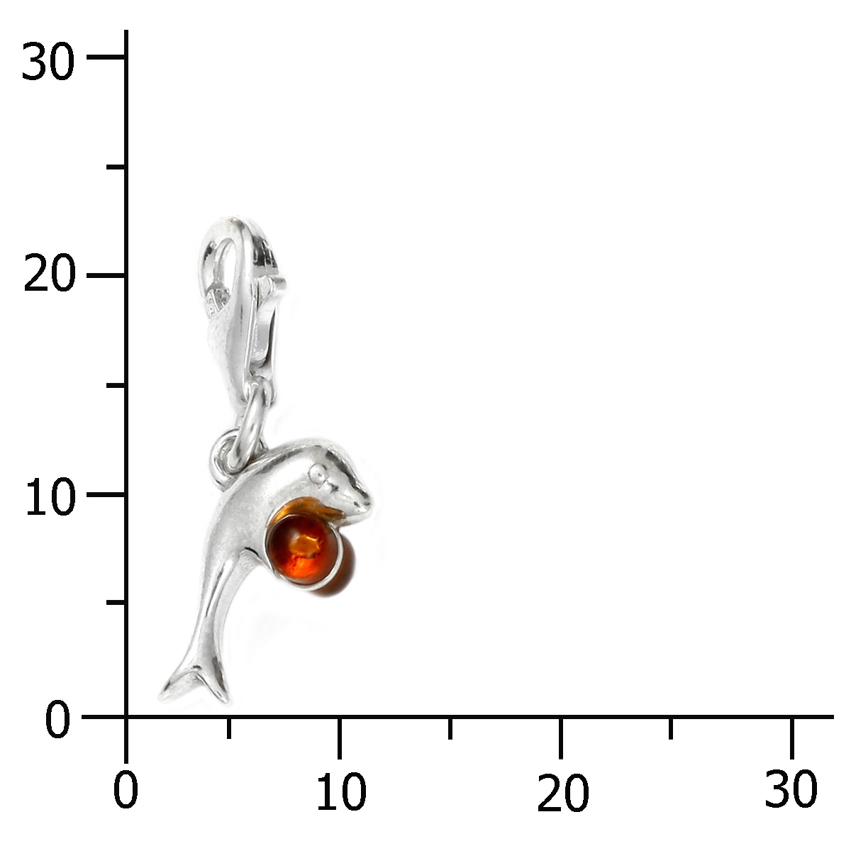 105-20CH16-0100k Charm Silber 925/000, Delfin, Bernstein
