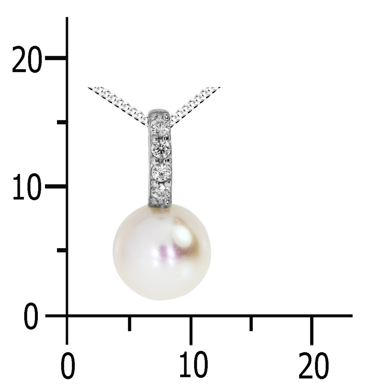 Kette mit Anhänger, Silber 925/000,  Zuchtperle -Länge wählbar-      Kette mit Anhänger, Silber 925/000,  Zuchtperle -Länge wählbar-