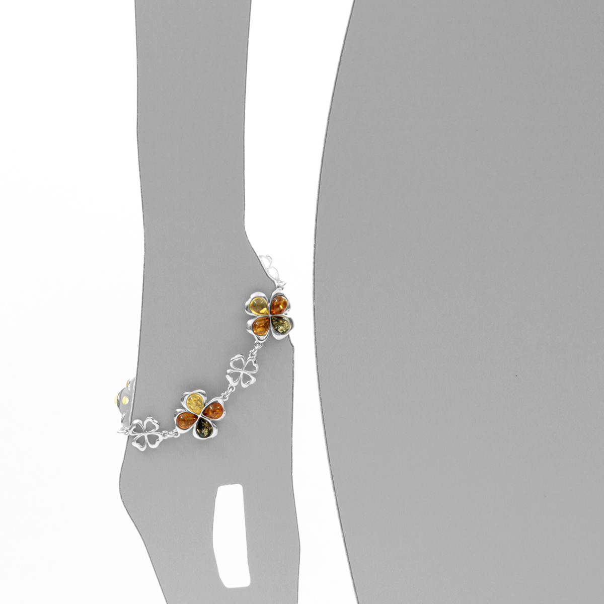 105-210113-0100s Armband, Silber 925/000, Bernstein