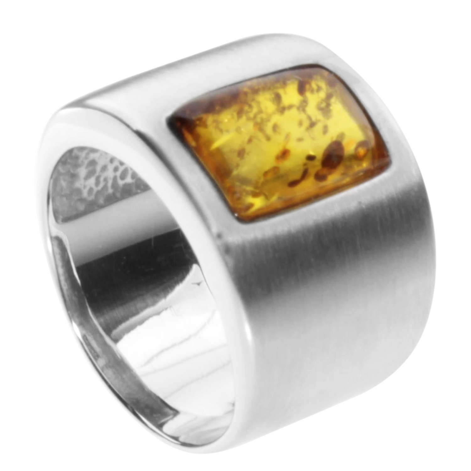 001-273428-1100y8LhvsRQr11Fl Ring Silber 925/000, Bernstein -Größe wählbar-