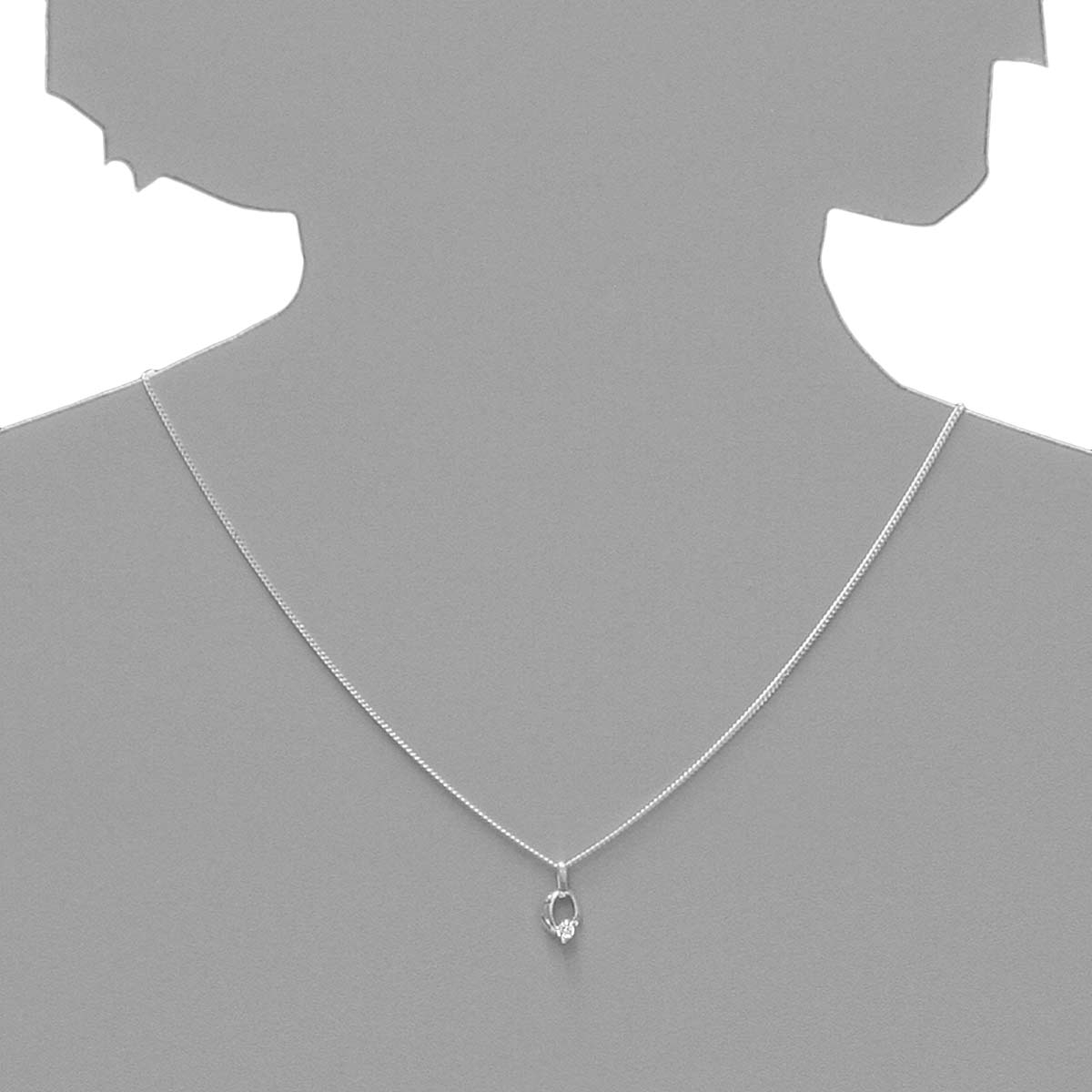 043-201655-A142s Kette mit Anhänger Silber 925/000, Zirkonia, weiß, 42 cm