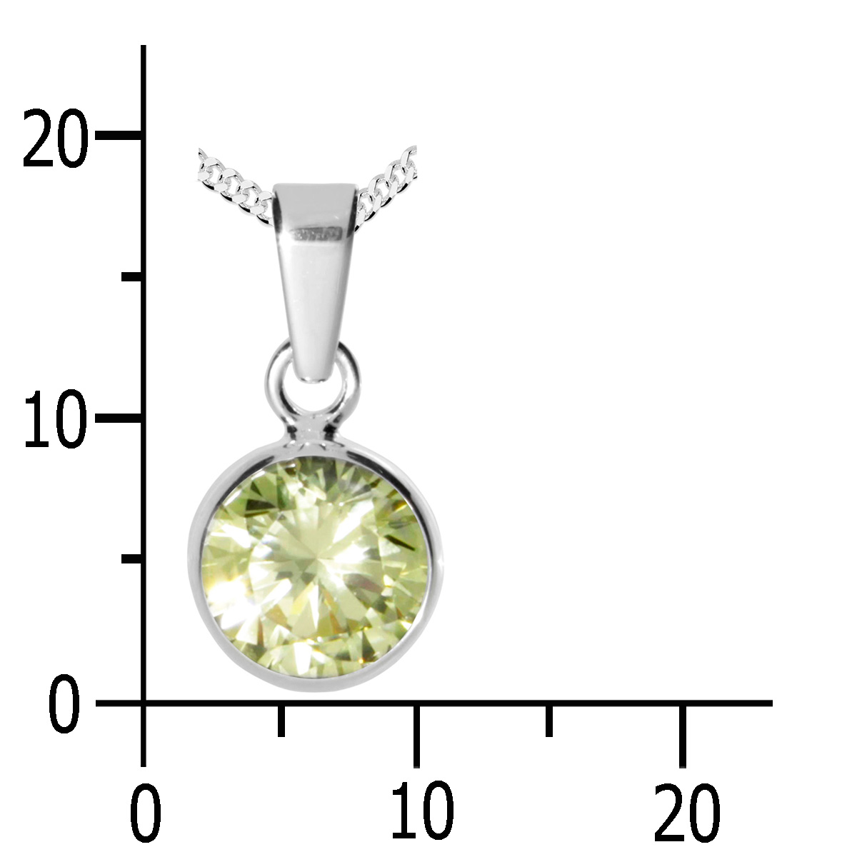 001-203646-A242k Kette mit Anhänger Silber 925/000, 42 cm, Zirkonia-limette