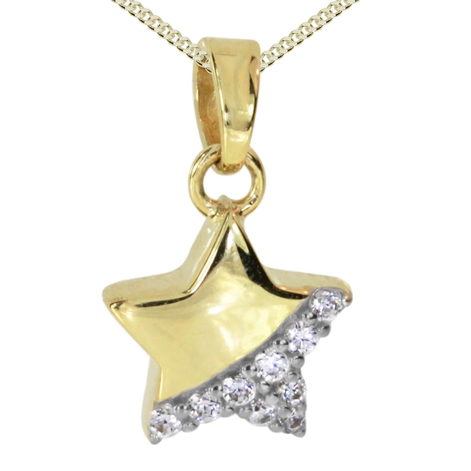 114-100050-A142TZduHpGrlvoRV Kette mit Anhänger Stern Gold 333/000,  42 oder 45 cm, Zirkonia