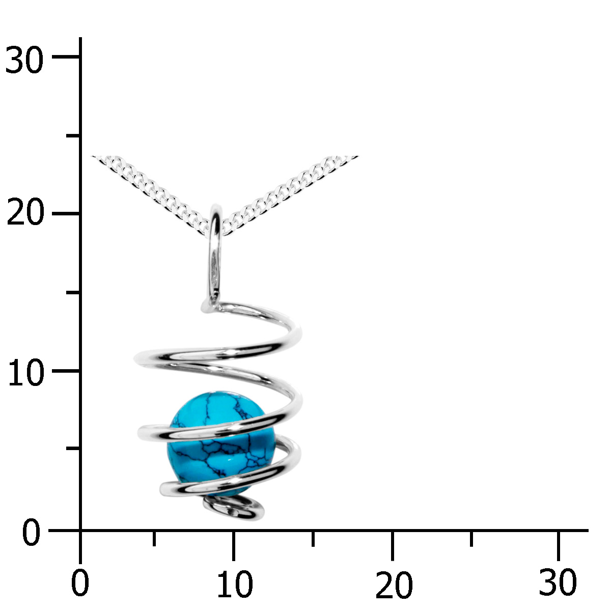 001-203149-A345k Kette mit Anhänger Silber 925/000, 45 cm, rek. Türkis
