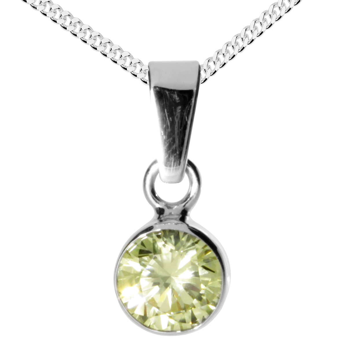 001-203645-A242 Kette mit Anhänger Silber 925/000, 42 cm, Zirkonia-limette