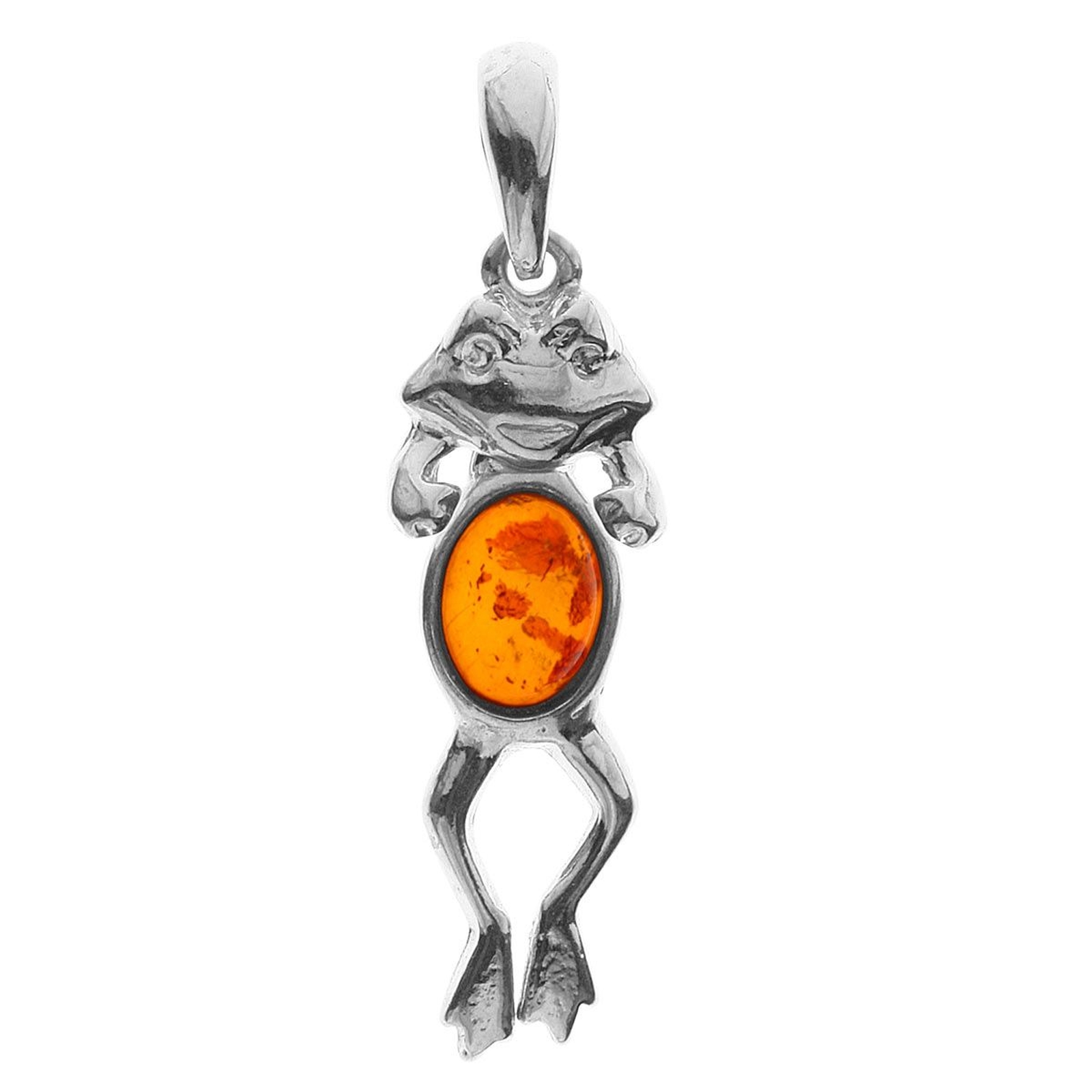 098-200820-0100 Anhänger Silber 925/000, Frosch, Bernstein