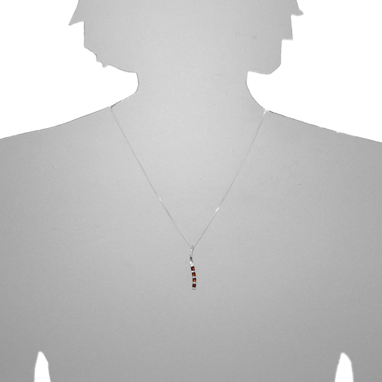 Kette mit Anhänger Silber 925/000, Bernstein -Länge wählbar-
