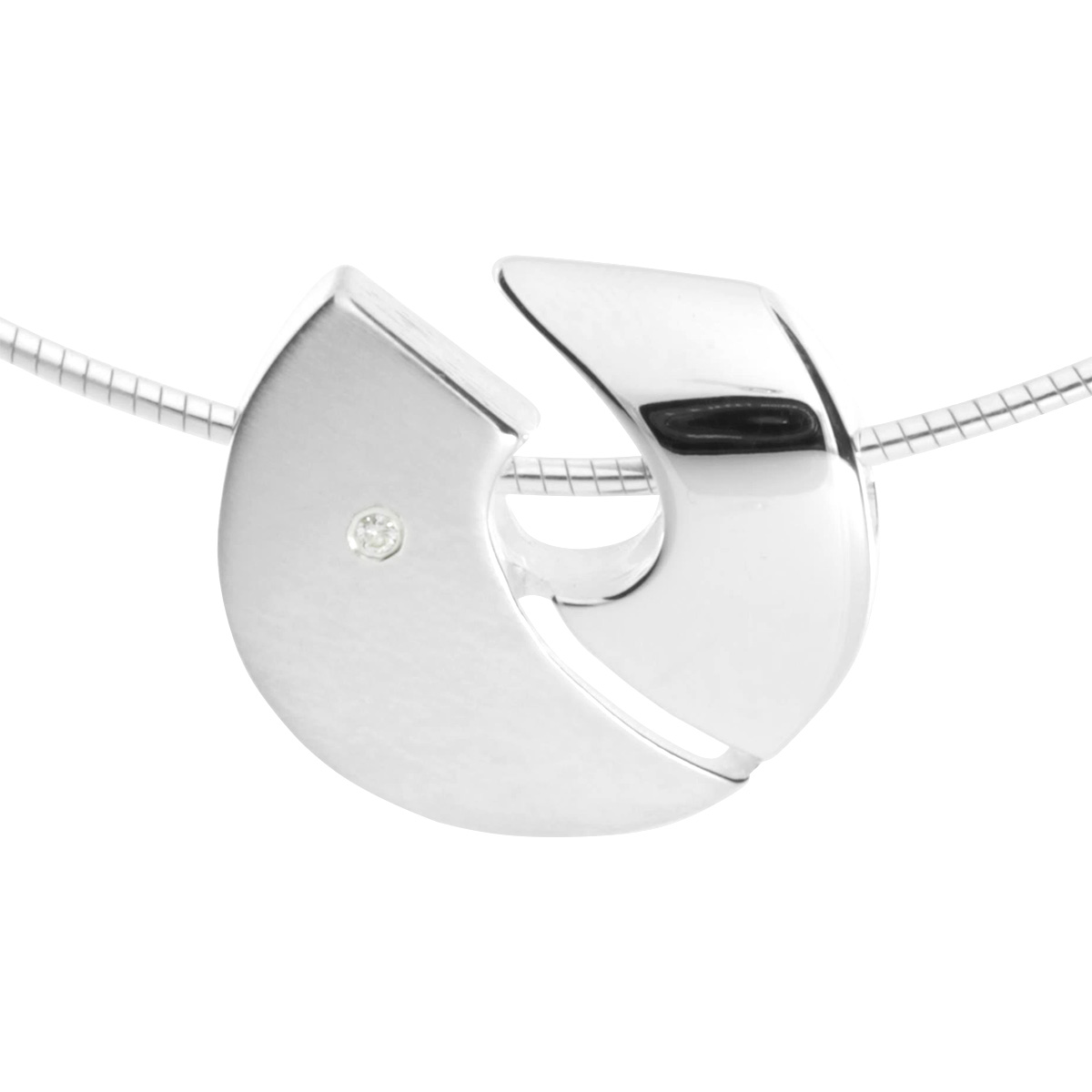 001-203272-A14557961692e3714 Halsreif mit Anhänger-Gleiter Silber 925/000, 45 cm, Brillant 0,015 ct tw/si