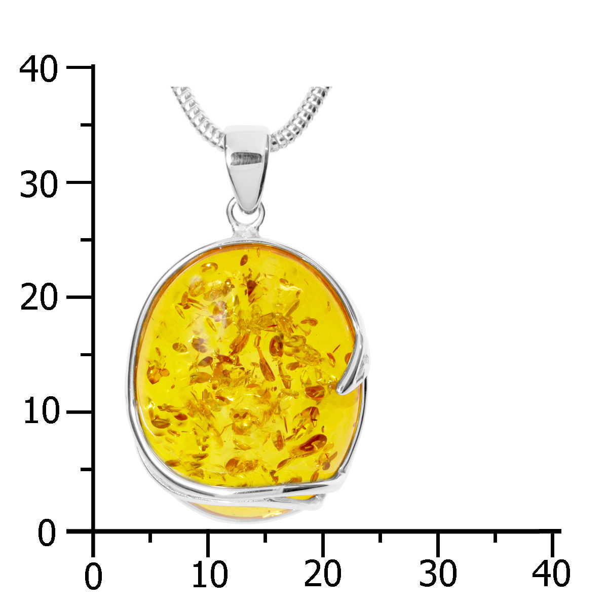 4250054285915-PT04 Kette mit Anhänger Silber 925/000, 45 cm, Bernstein