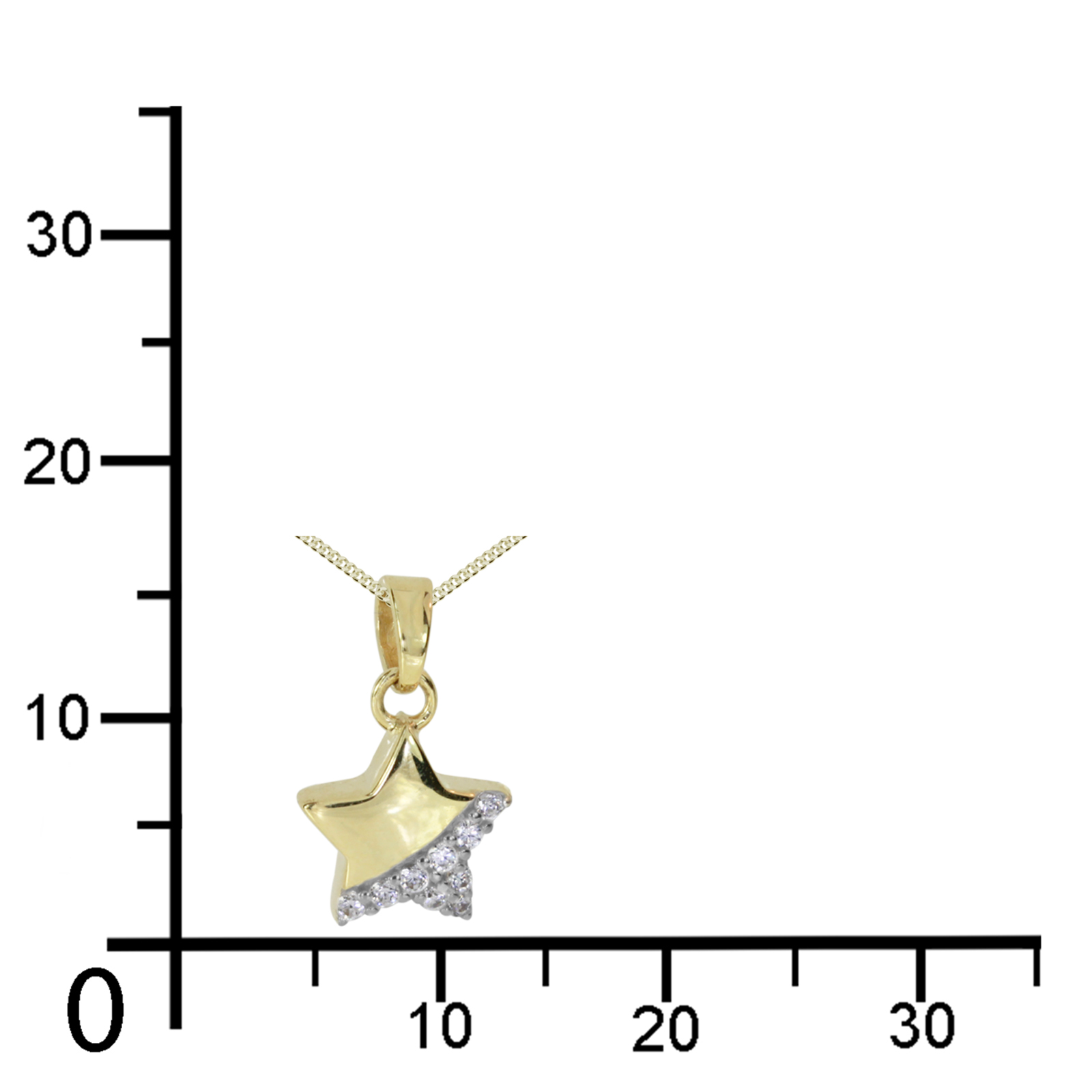 114-100050-A142KlQqje4NtrSJgL Kette mit Anhänger Stern Gold 333/000,  42 oder 45 cm, Zirkonia