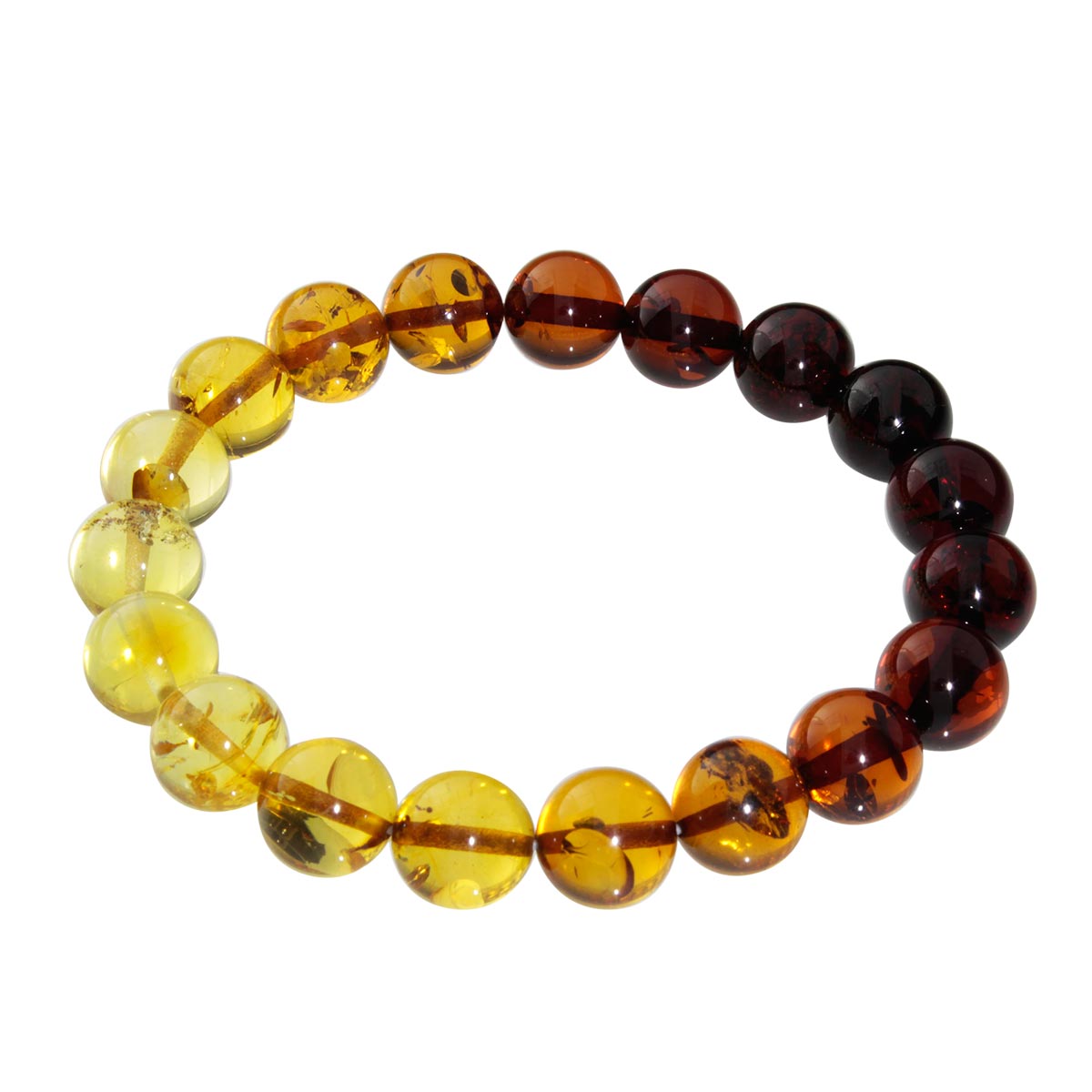 058-410016-1016 Bernsteinarmband, Kugel 10 mm, 19 cm, Gummizug