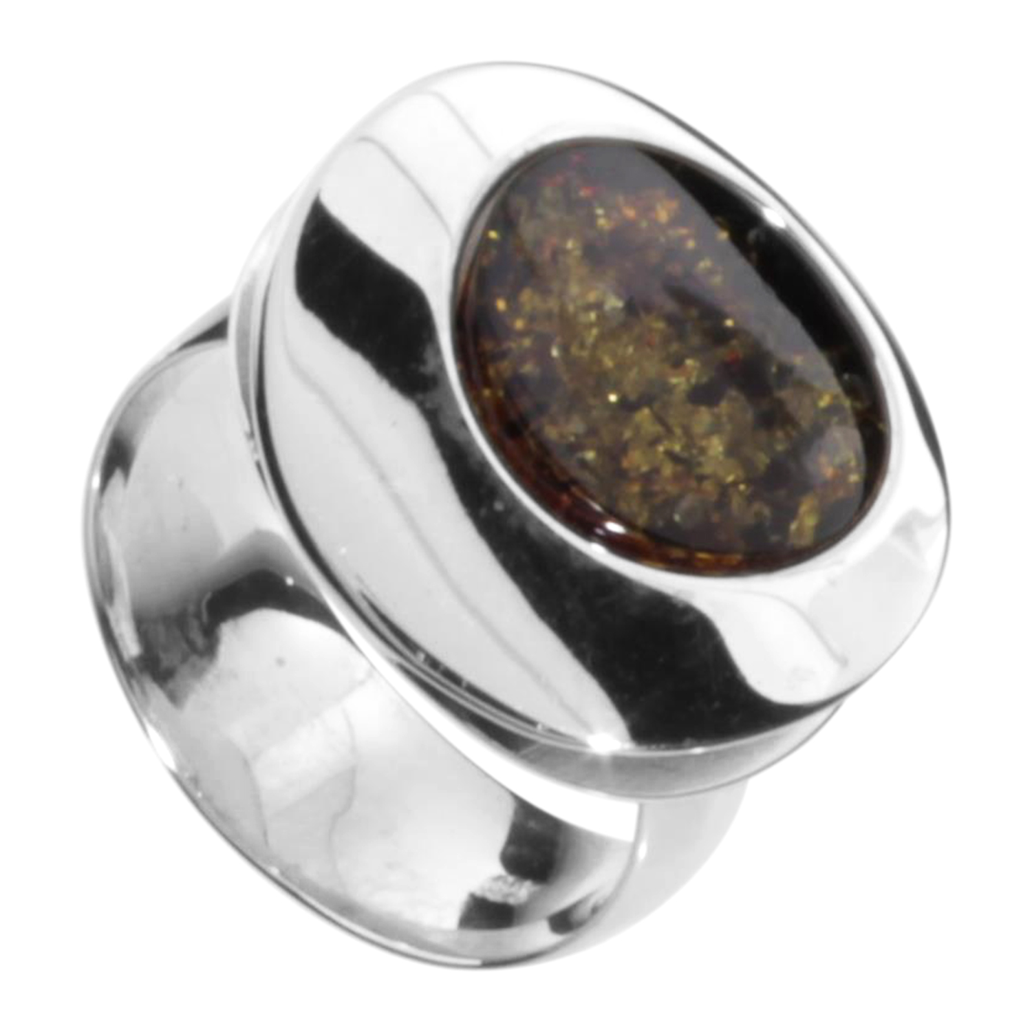 001-273402-0400 Ring Silber 925/000, Bernstein grün -Größe wählbar-