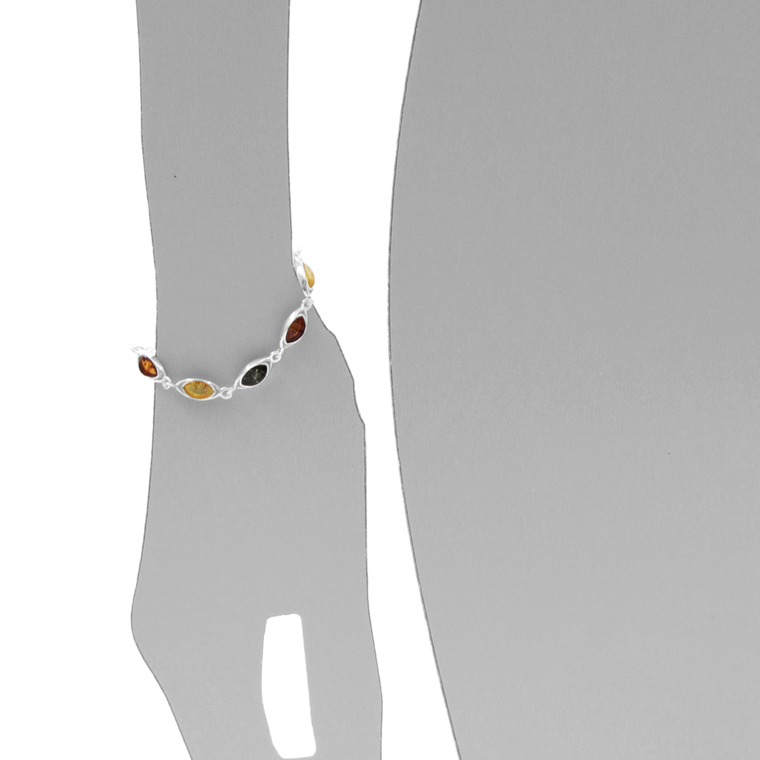 089-210183-0100s Armband, Silber 925/000,  Bernstein