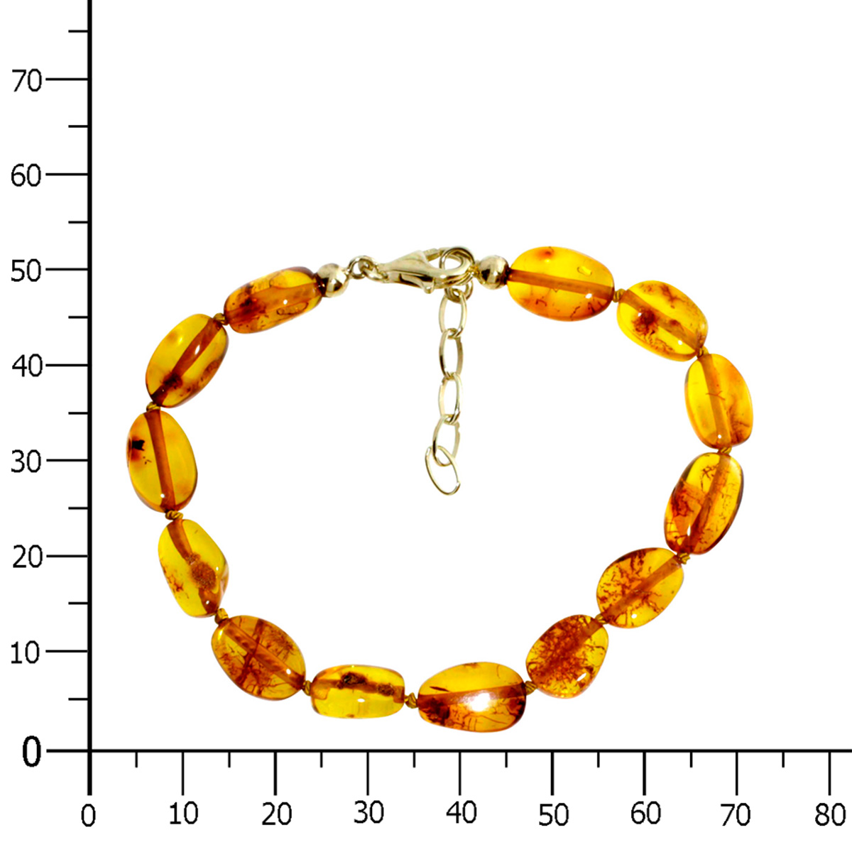 4250054227335-PT04 Bernsteinarmband, Verschluß Silber vergoldet