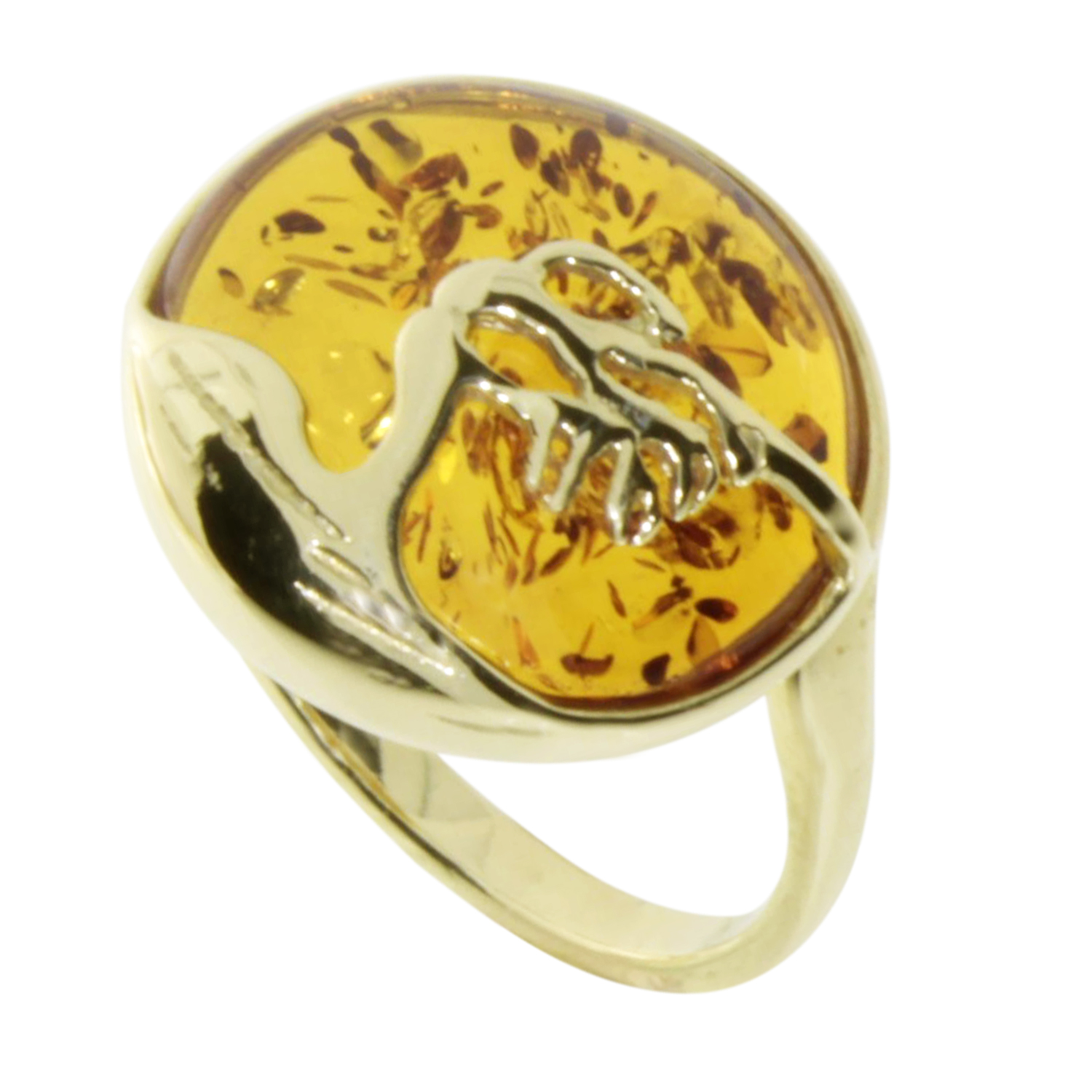 Ring Gold 333/000, "Windflüchter", Bernstein -Größe wählbar-