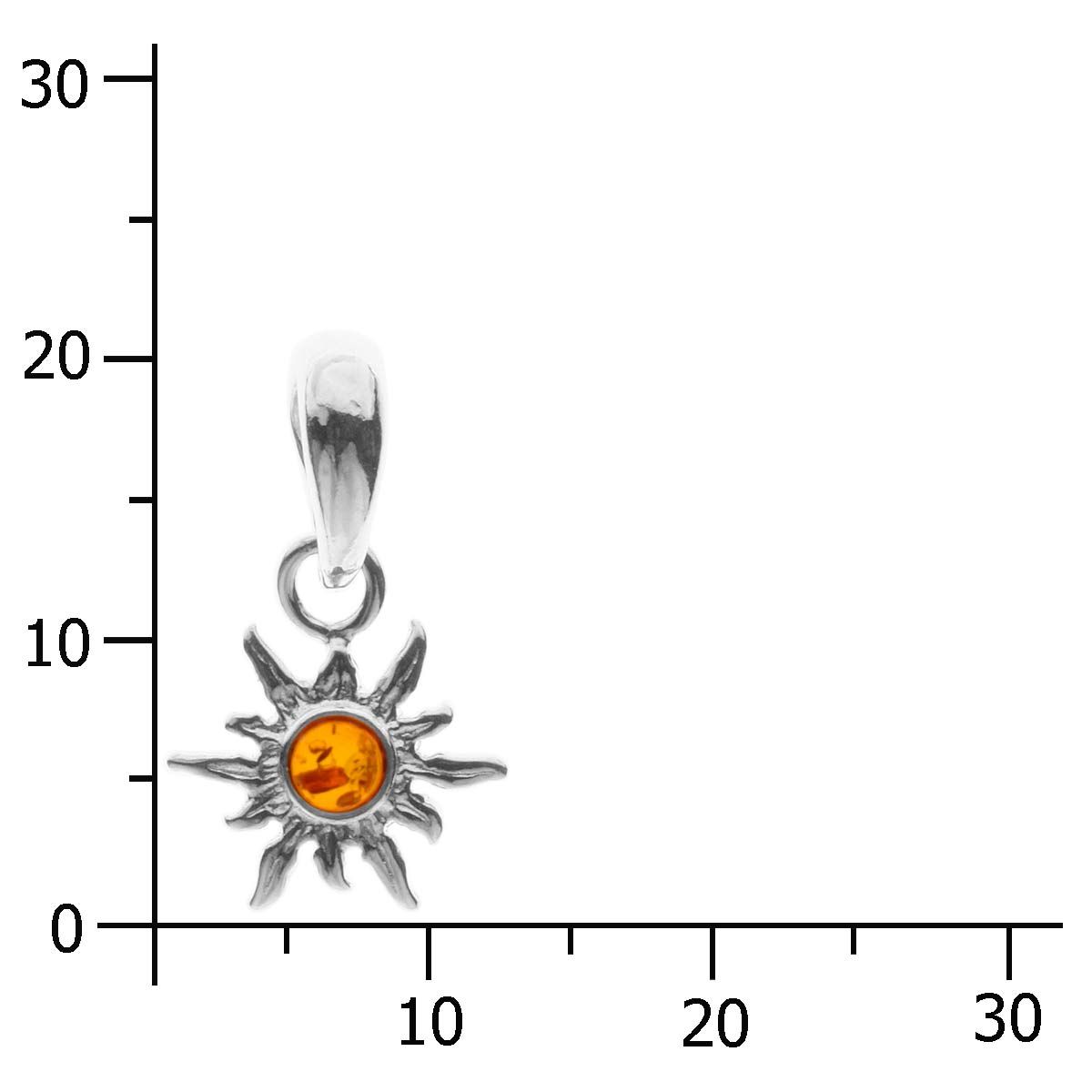 098-200011-0100k Anhänger Silber 925/000, Sonne, Bernstein