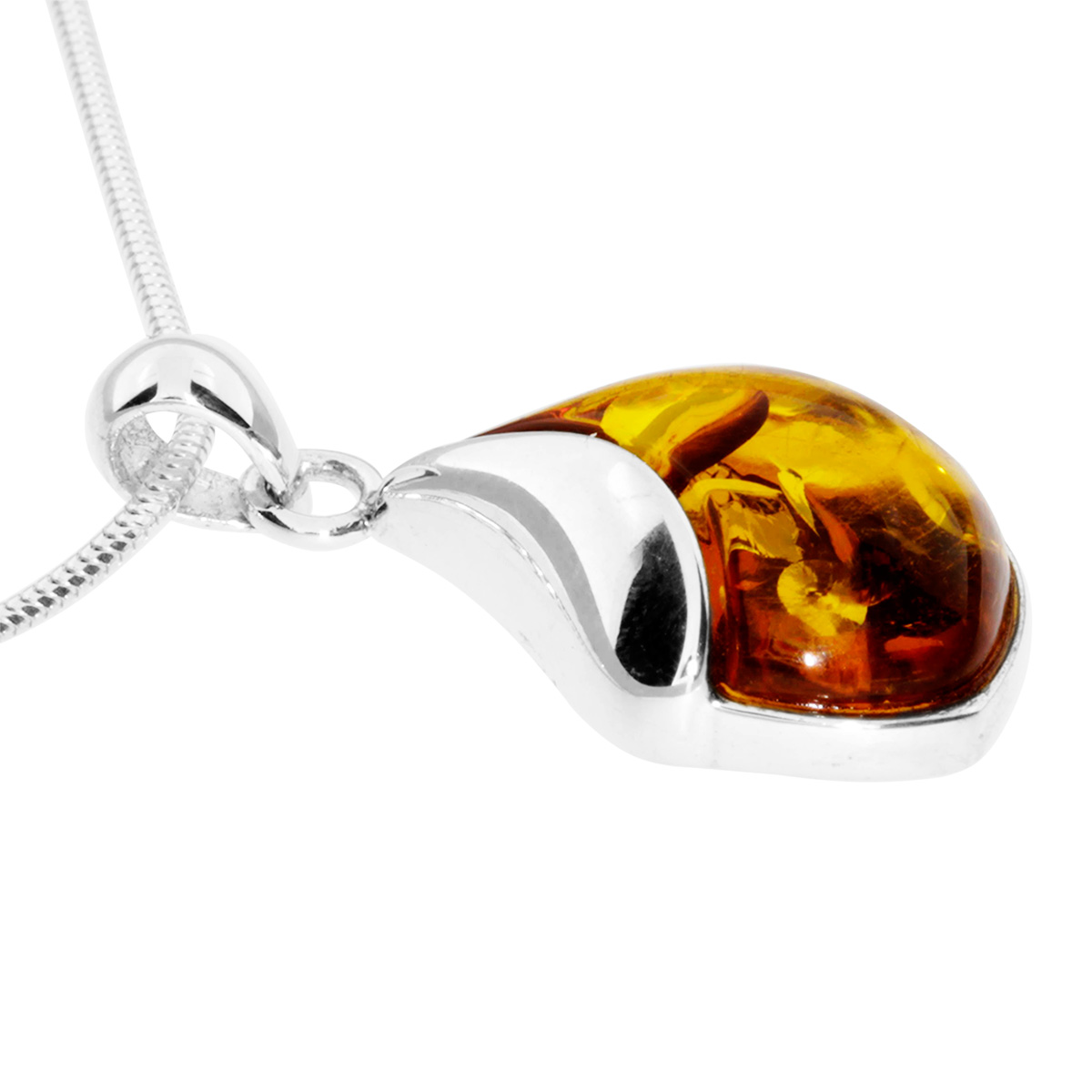 4250054286271-PT01 Kette mit Anhänger Silber 925/000, 45 cm, Bernstein