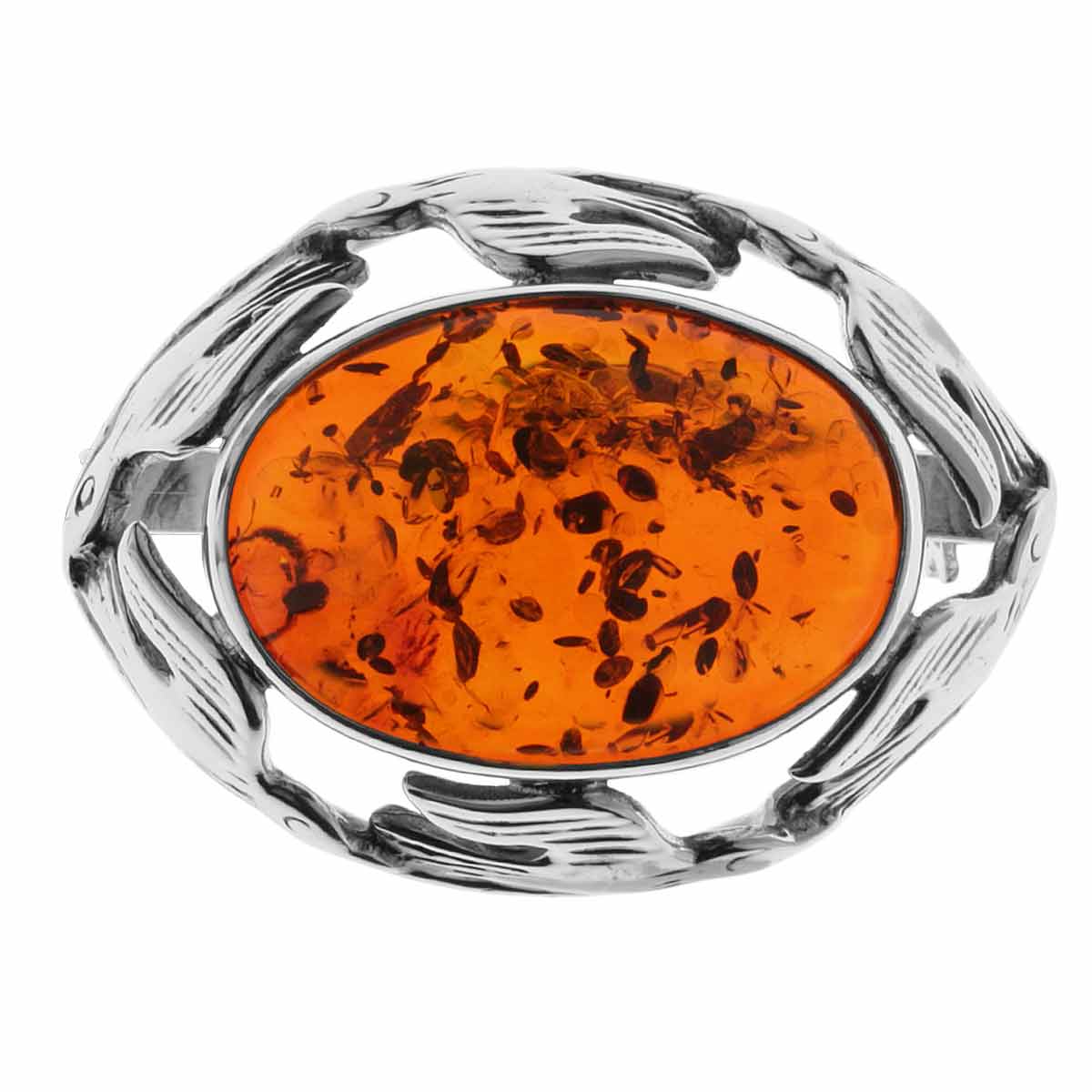 4250054222439 Brosche Fischland Silber 925/000, oxyd., Bernstein