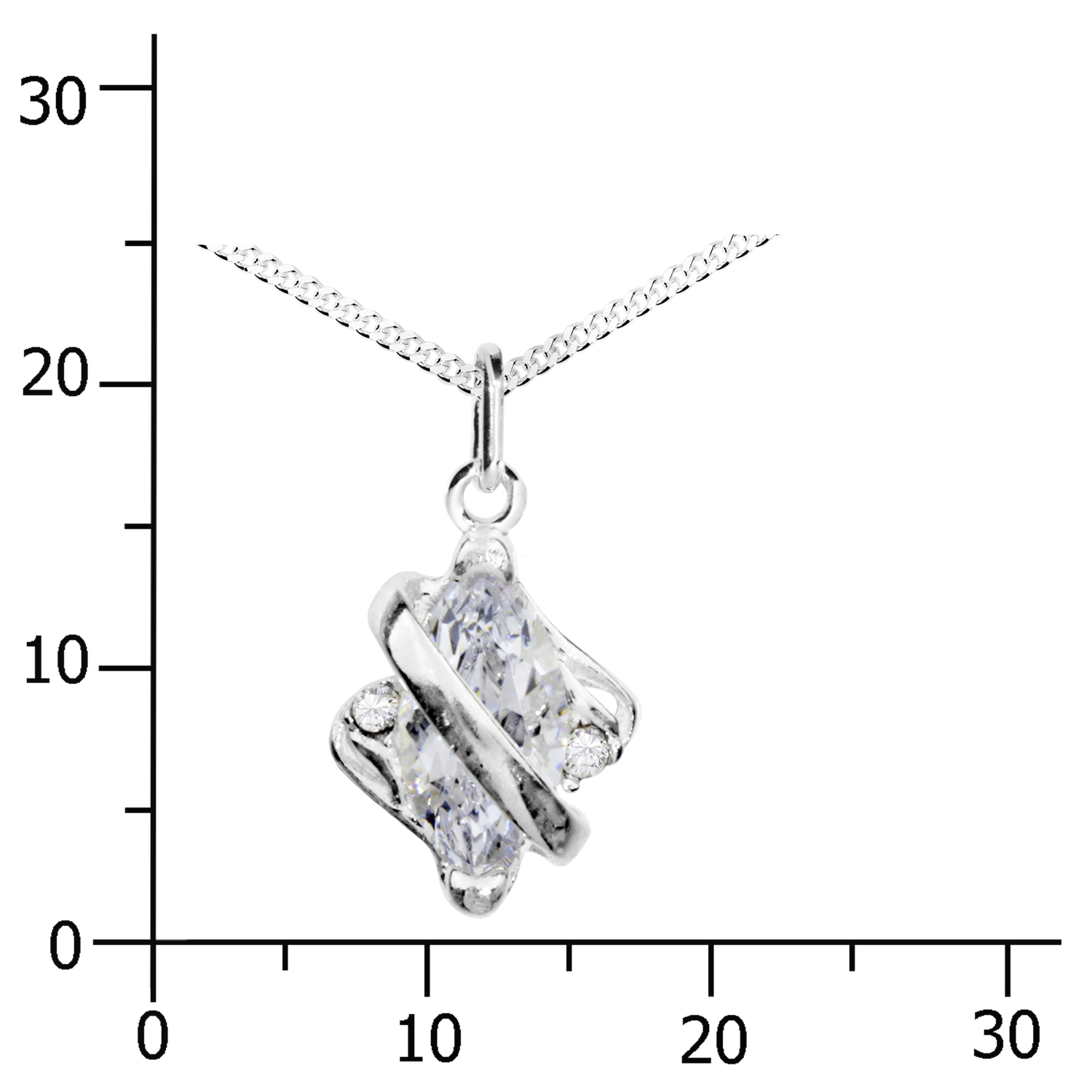 Kette mit Anhänger Silber 925/000, Zirkonia, weiß, -Länge wählbar-