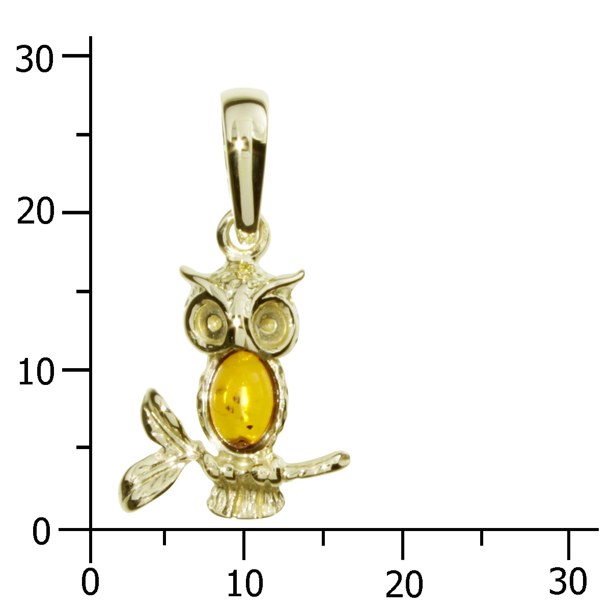 001-103649-0100k Anhänger Gold 333/000, Eule, Bernstein