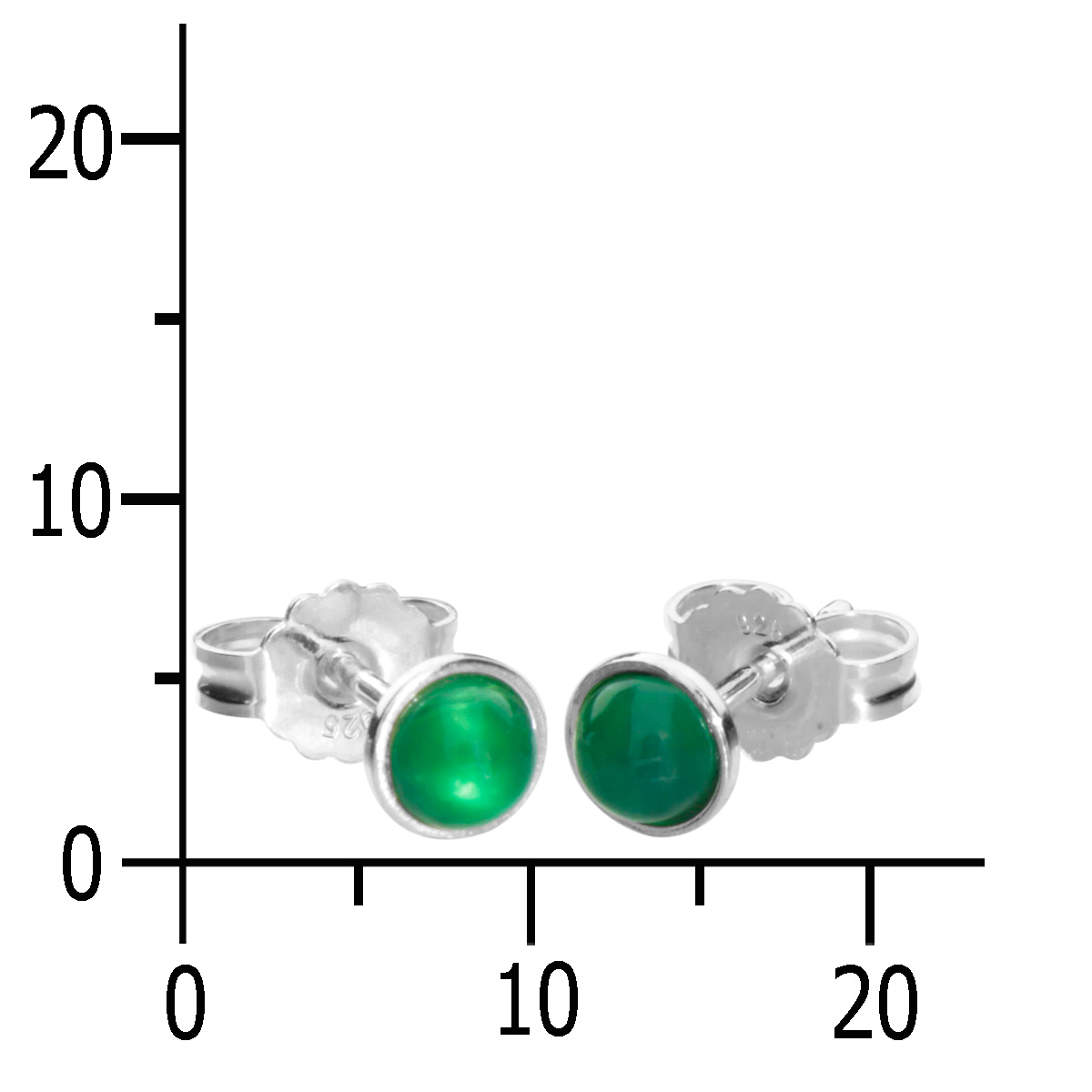 001-263415-0300k Ohrstecker 4 mm gefasst, Silber 925/000, Grünachat