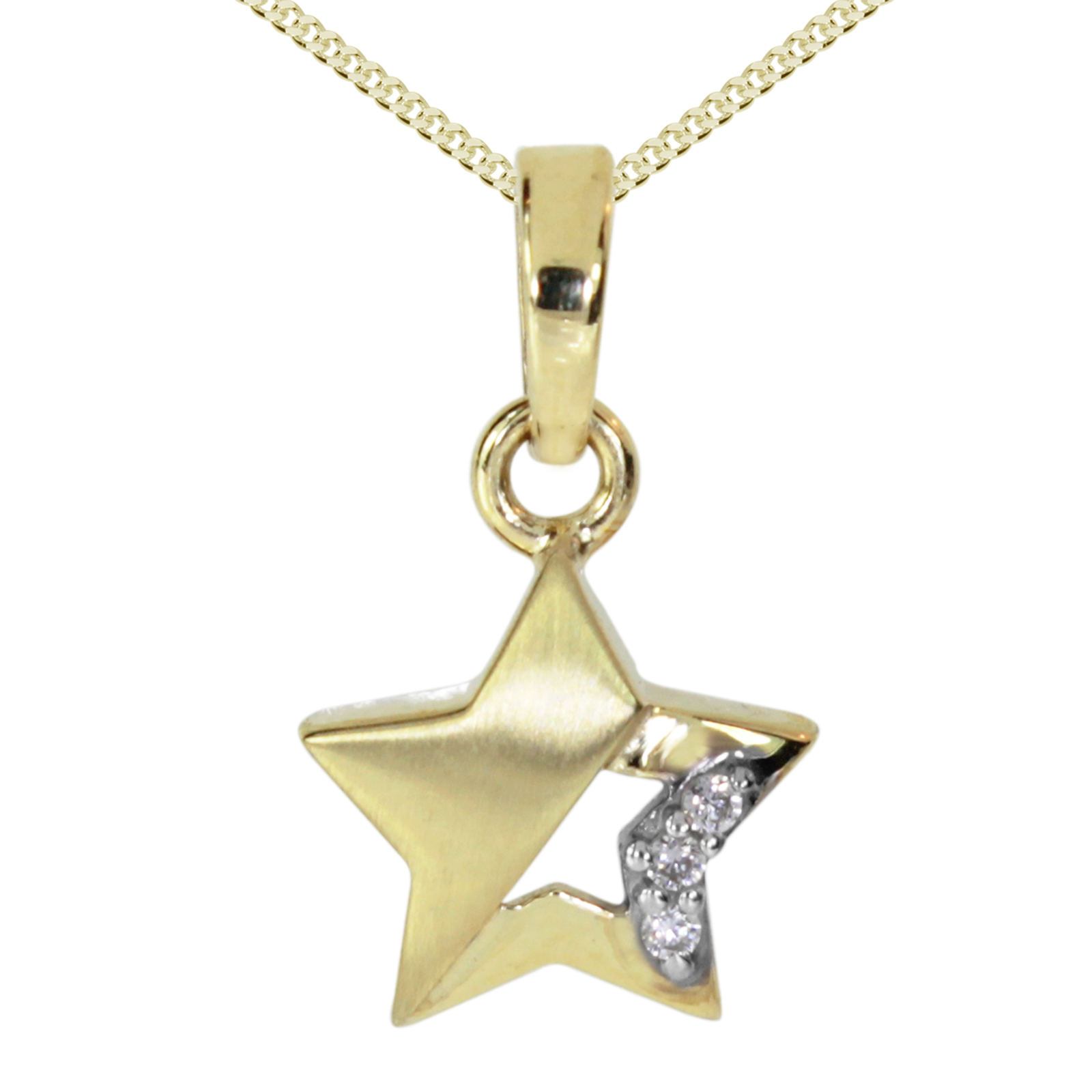 Kette mit Anhänger Gold 333/000, Stern, 42 oder 45 cm, Zirkonia