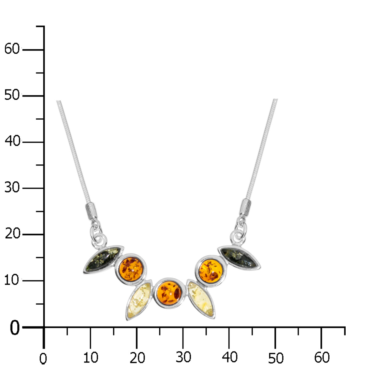 098-295242-0440k Collier Silber 925/000, 44 cm, Bernstein