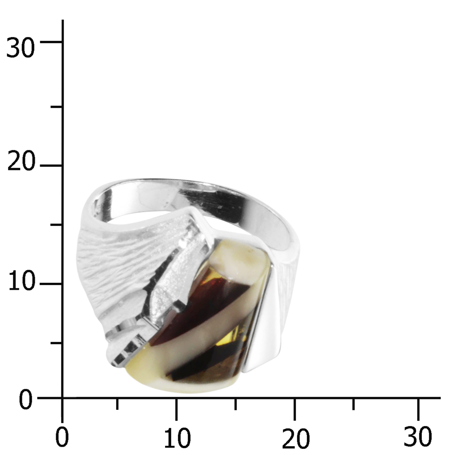001-272184-0007k Ring Silber 925/000, Bernstein-Mosaik -Größe wählbar-