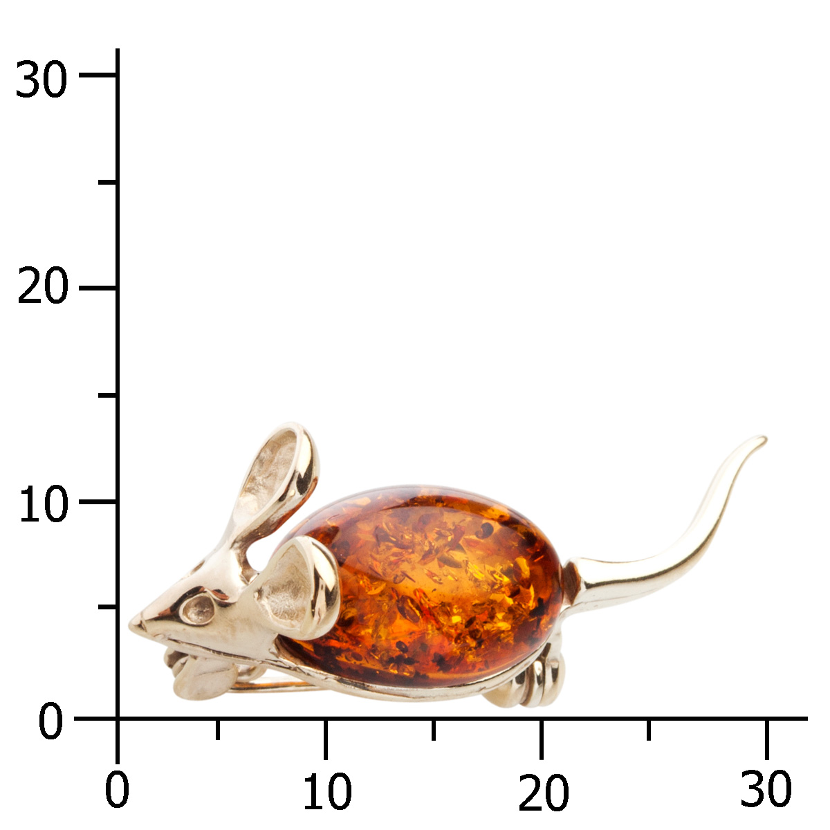 088-230004-3102k Brosche "Maus", Silber 925/000 vergoldet, Bernstein