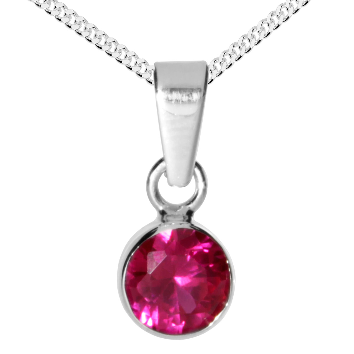 001-203645-A342 Kette mit Anhänger Silber 925/000, 42 cm, sy. Rubin