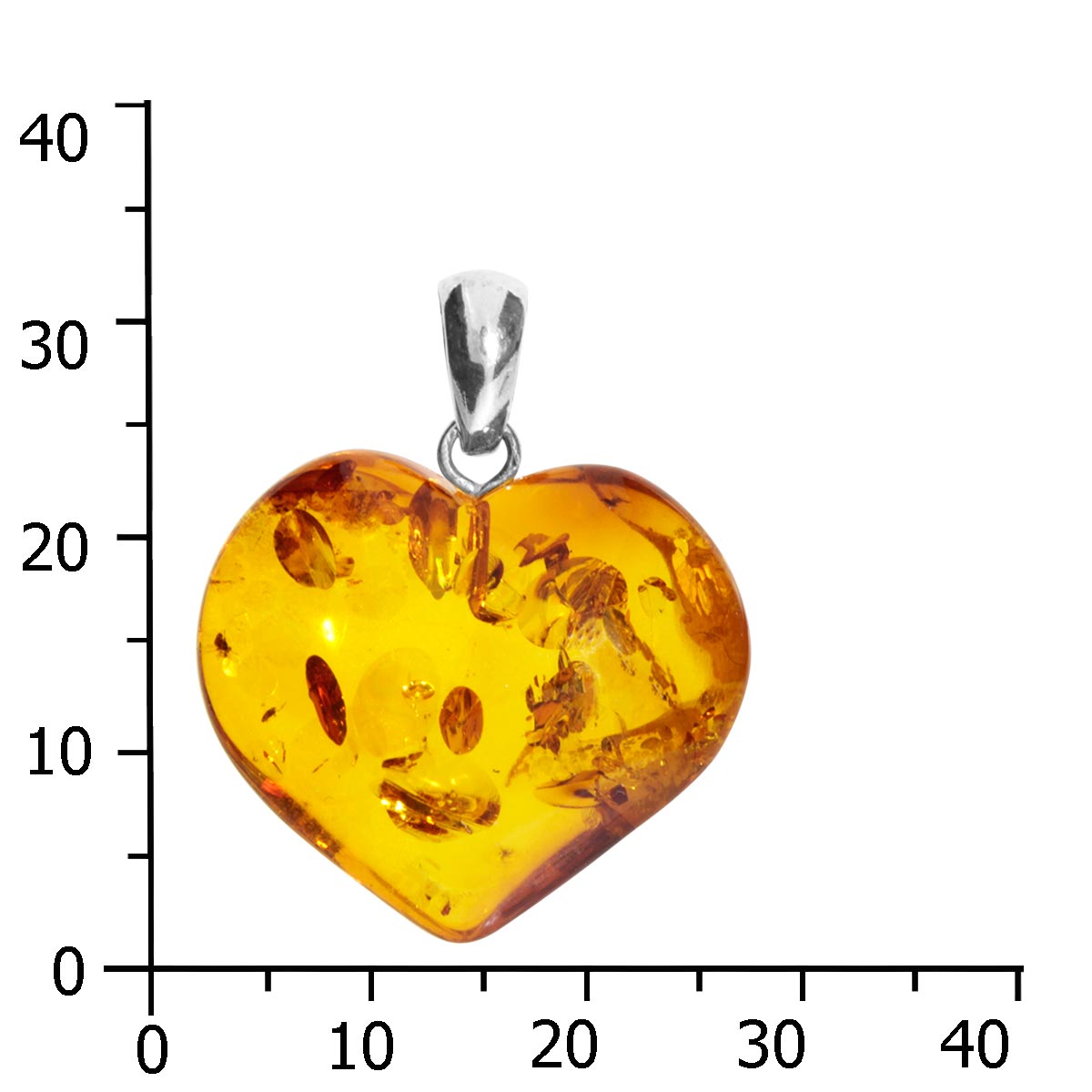 BER-40HERZ-0250k Bernsteinanhänger Herz, Silber 925/000
