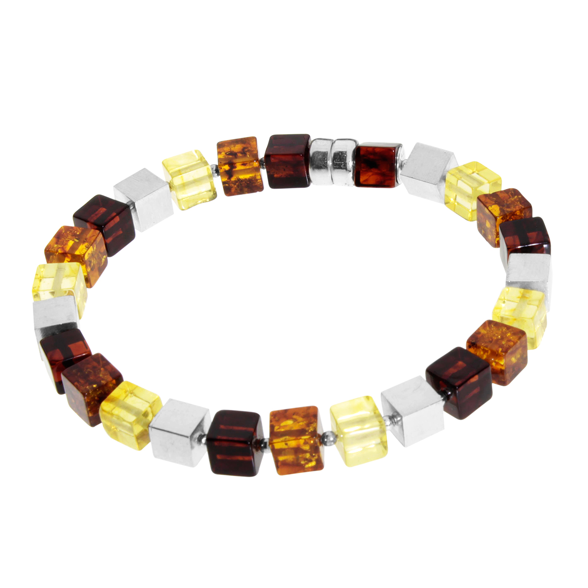 099-410213-6620597a01aee015f Bernsteinarmband- Würfel, Silber 925/000, Magnetverschluß