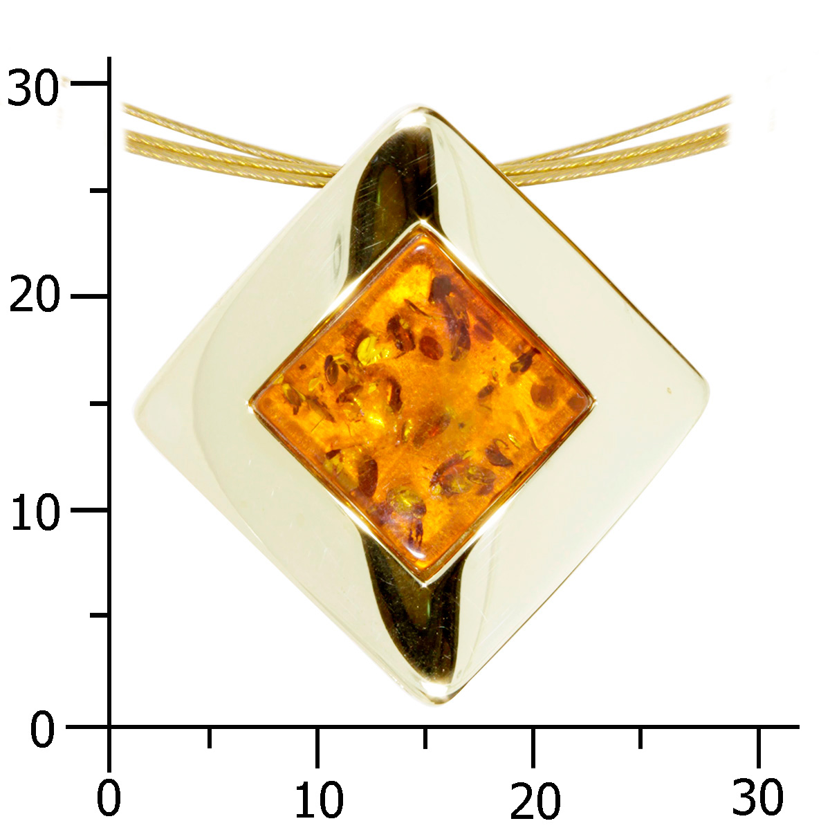 001-103530-1100k Nyloncollier mit Anhänger, Gold 333/000, 42 cm, Bernstein