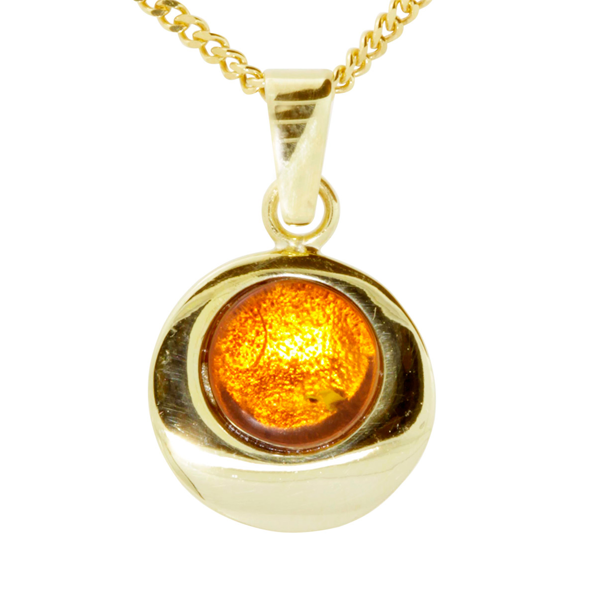 001-203570-1200 Kette mit Anhänger Silber 925/000 vergoldet, Bernstein, 42 oder 45 cm
