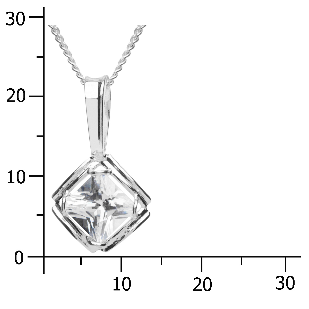 Kette mit Anhänger Silber 925/000, Zirkonia, weiß, 42 cm