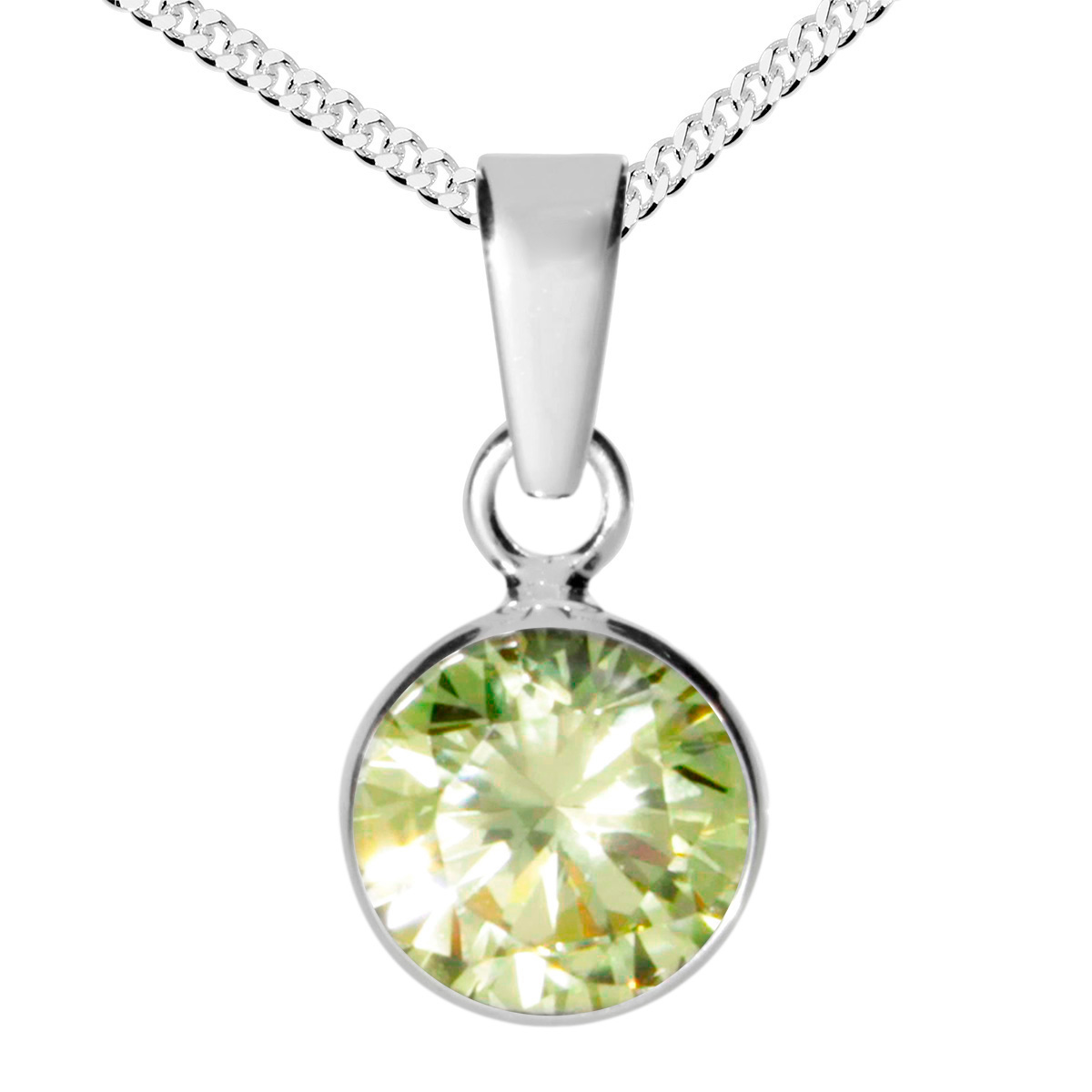 001-203646-A242 Kette mit Anhänger Silber 925/000, 42 cm, Zirkonia-limette