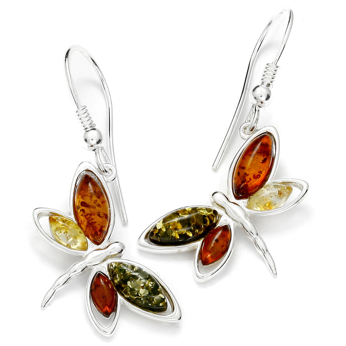 Ohrhänger "Schmetterling" Silber 925/000, Bernstein