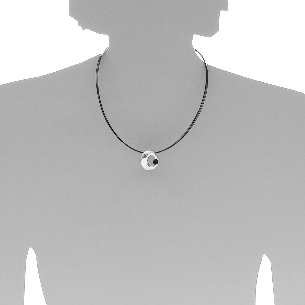 001-203126-A445s Nyloncollier 5/45 cm, Silber 925/000, Onyx