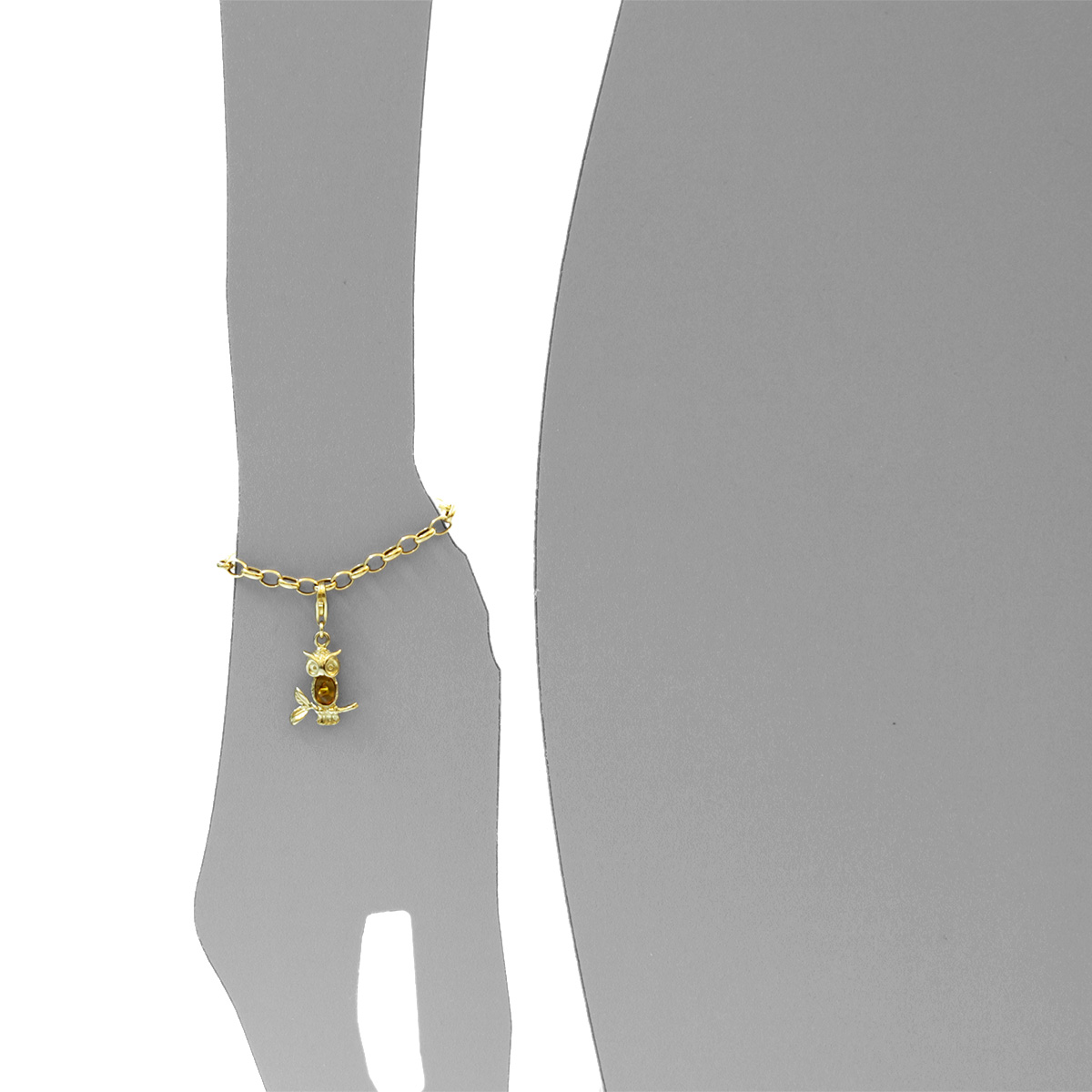 001-103649-0200s Charm Gold 333/000, Eule, Bernstein