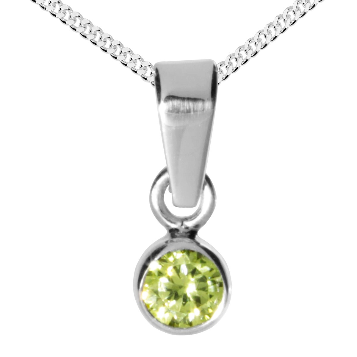 001-203643-A242 Kette mit Anhänger Silber 925/000, 42 cm, Zirkonia-Limette