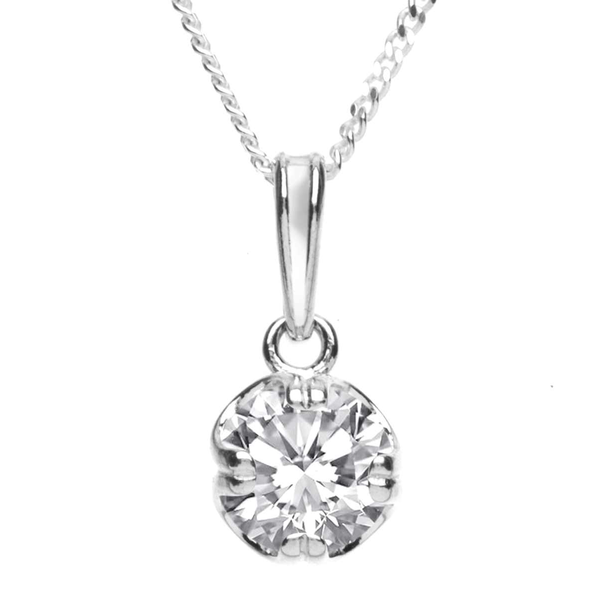 043-201705-A142 Kette mit Anhänger Silber 925/000, Zirkonia, weiß, -Länge wählbar-