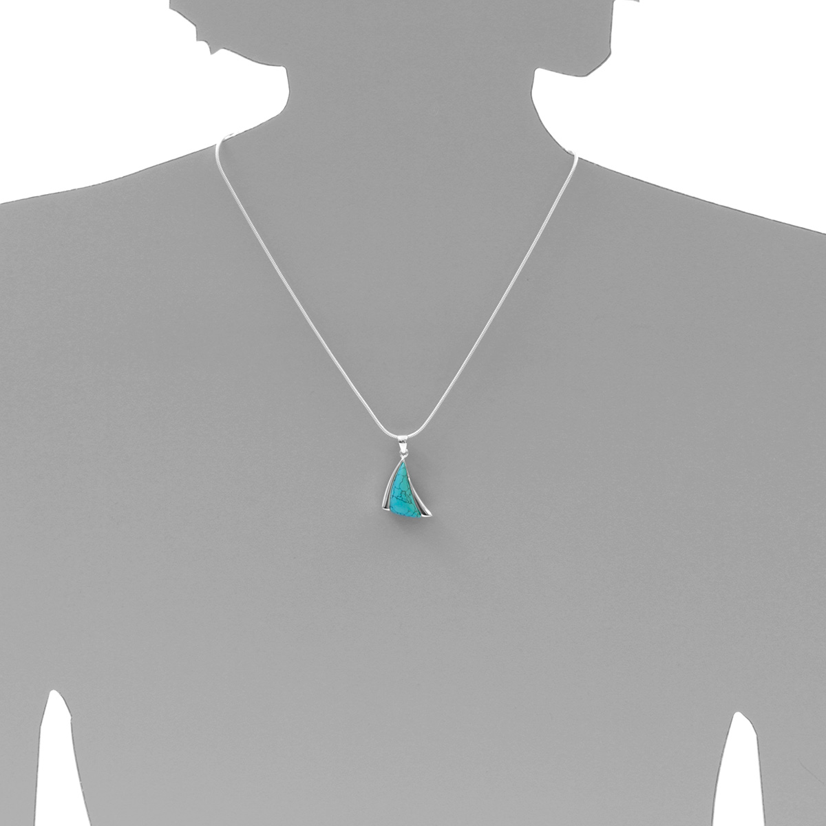 001-201400-A345s Kette mit Anhänger, Silber 925/000, 45 cm, rek. Türkis