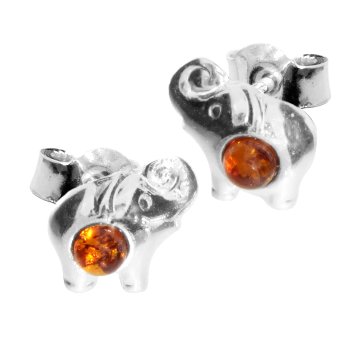 098-262267-0100 Ohrstecker Silber 925/000, Elefant, Bernstein
