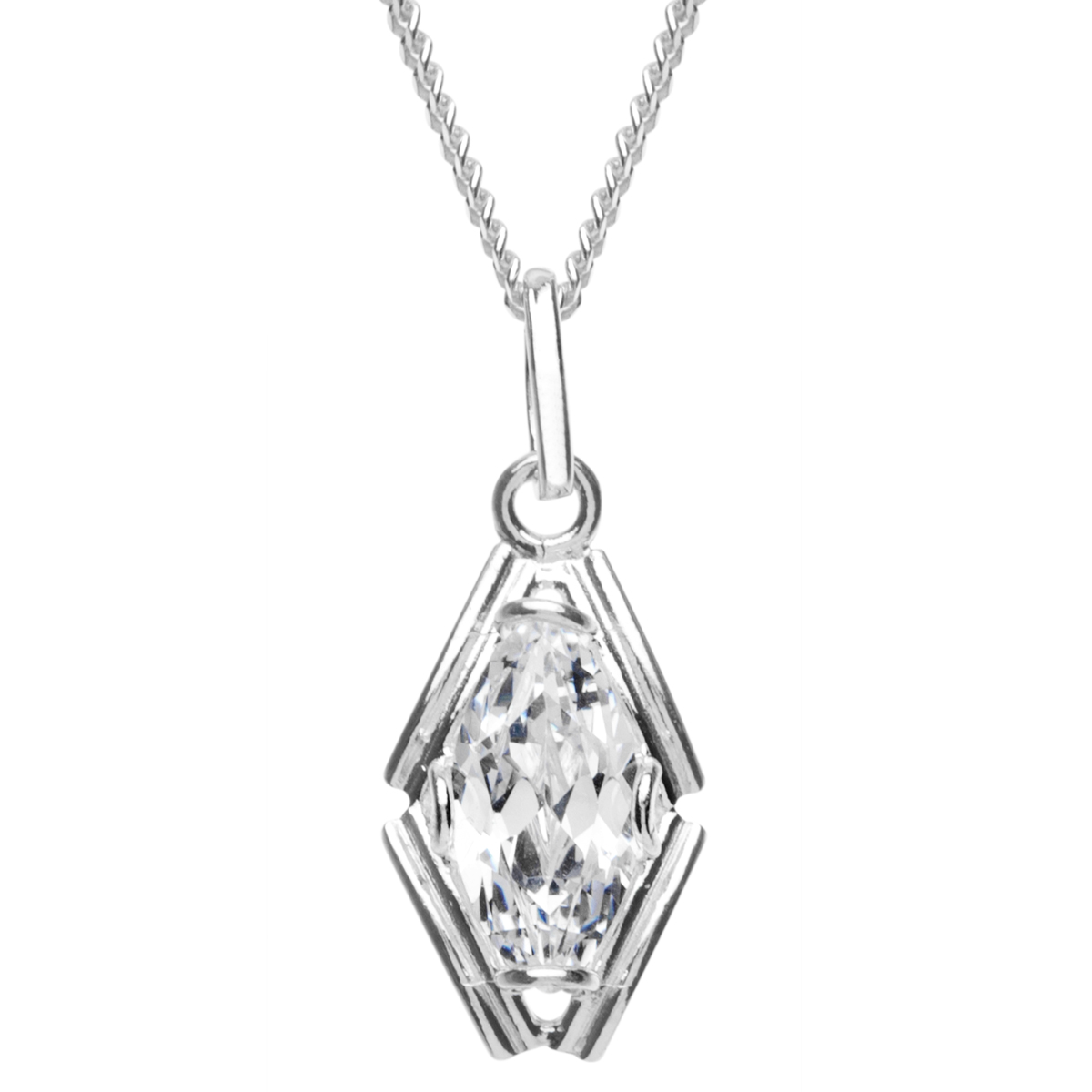 043-201703-A142 Kette mit Anhänger Silber 925/000, Zirkonia, weiß, 42 cm