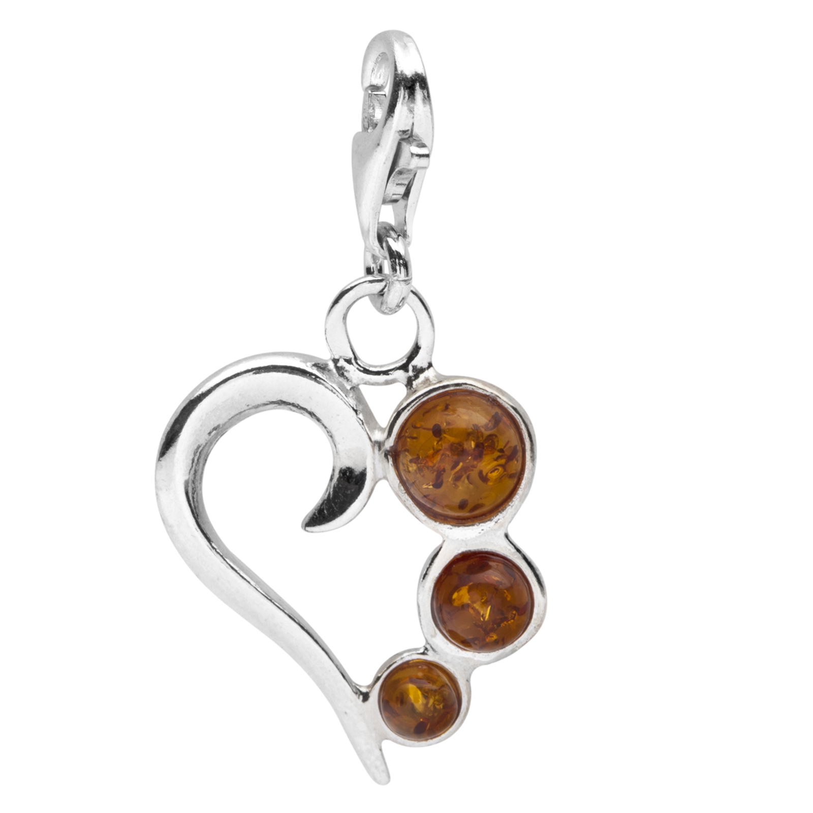 098-200290-0200 Charm Silber 925/000, Herz, Bernstein