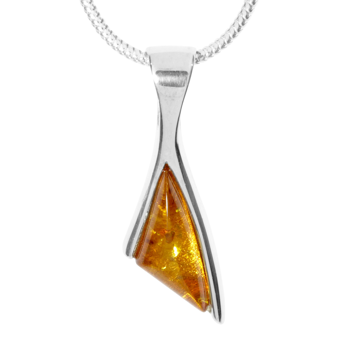 Kette mit Anhänger Silber 925/000, 45 cm, Bernstein