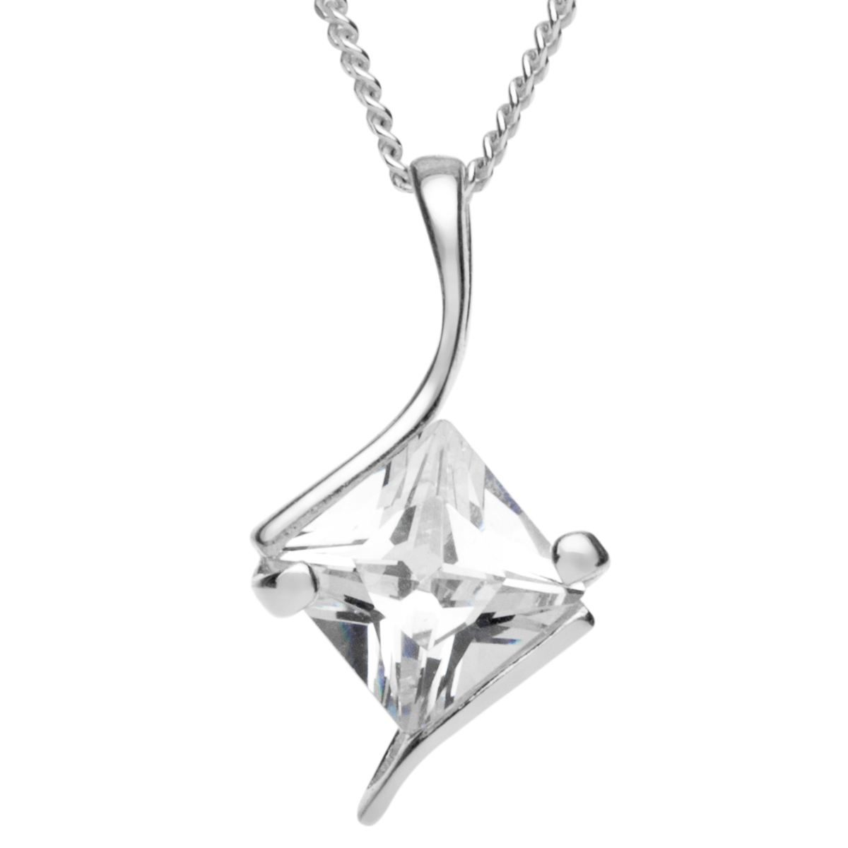 043-201652-A142 Kette mit Anhänger Silber 925/000, Zirkonia, weiß, 42 cm