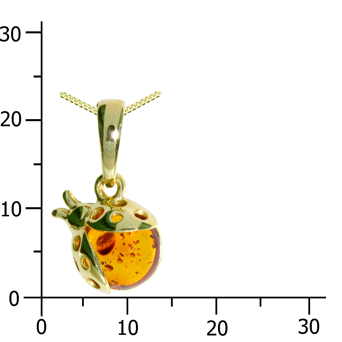 001-103650-A142k Kette mit Anhänger Gold 333/000, 42 cm, Marienkäfer, Bernstein